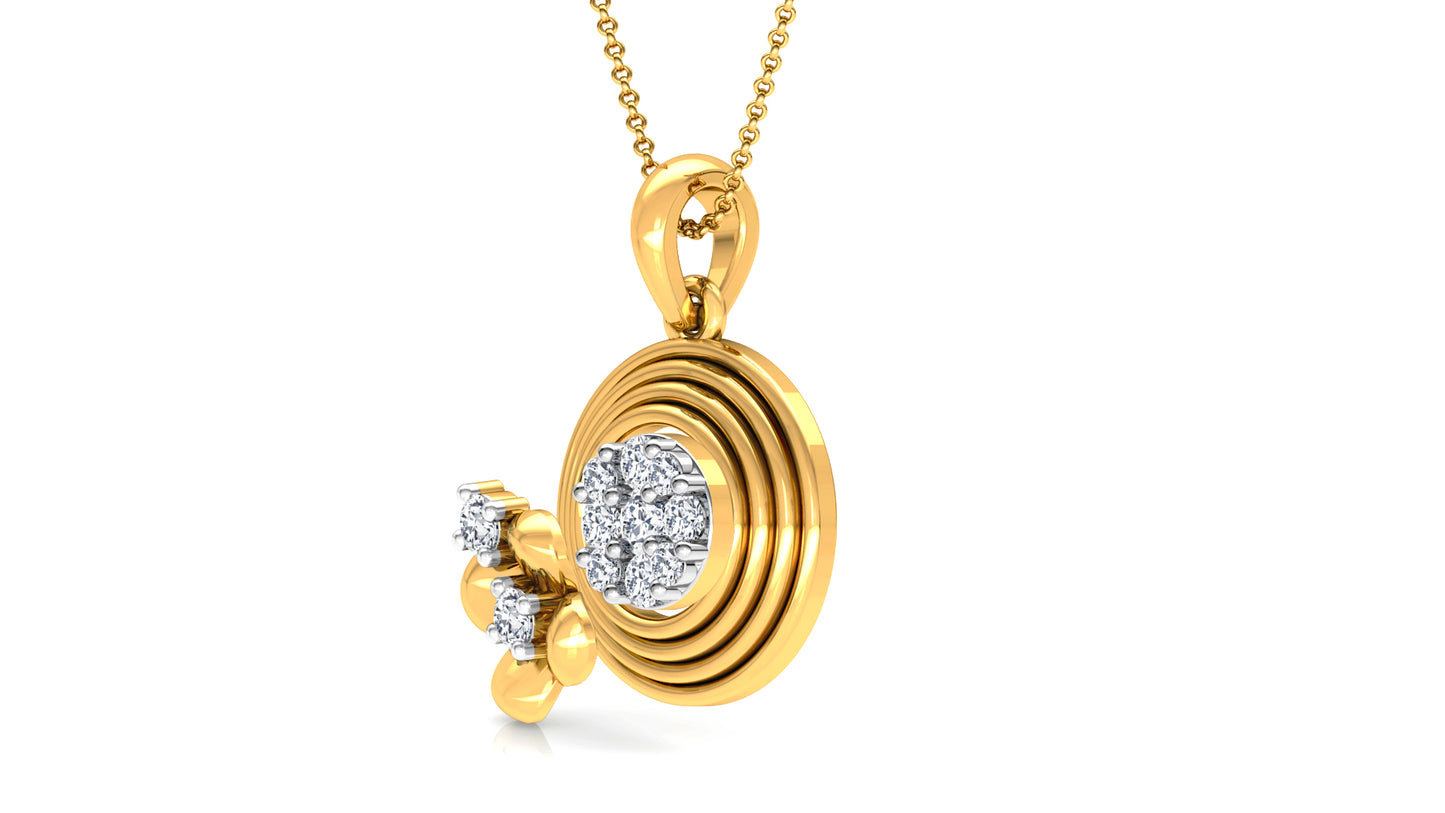 Golden Coils Diamond Earrings And Pendant Set