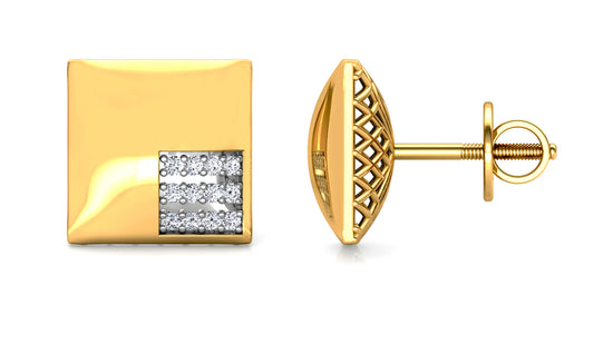 Golden Box Diamond Earrings And Pendant Set