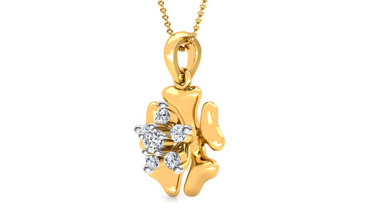 Penta Petals  Diamond Earrings And Pendant Set