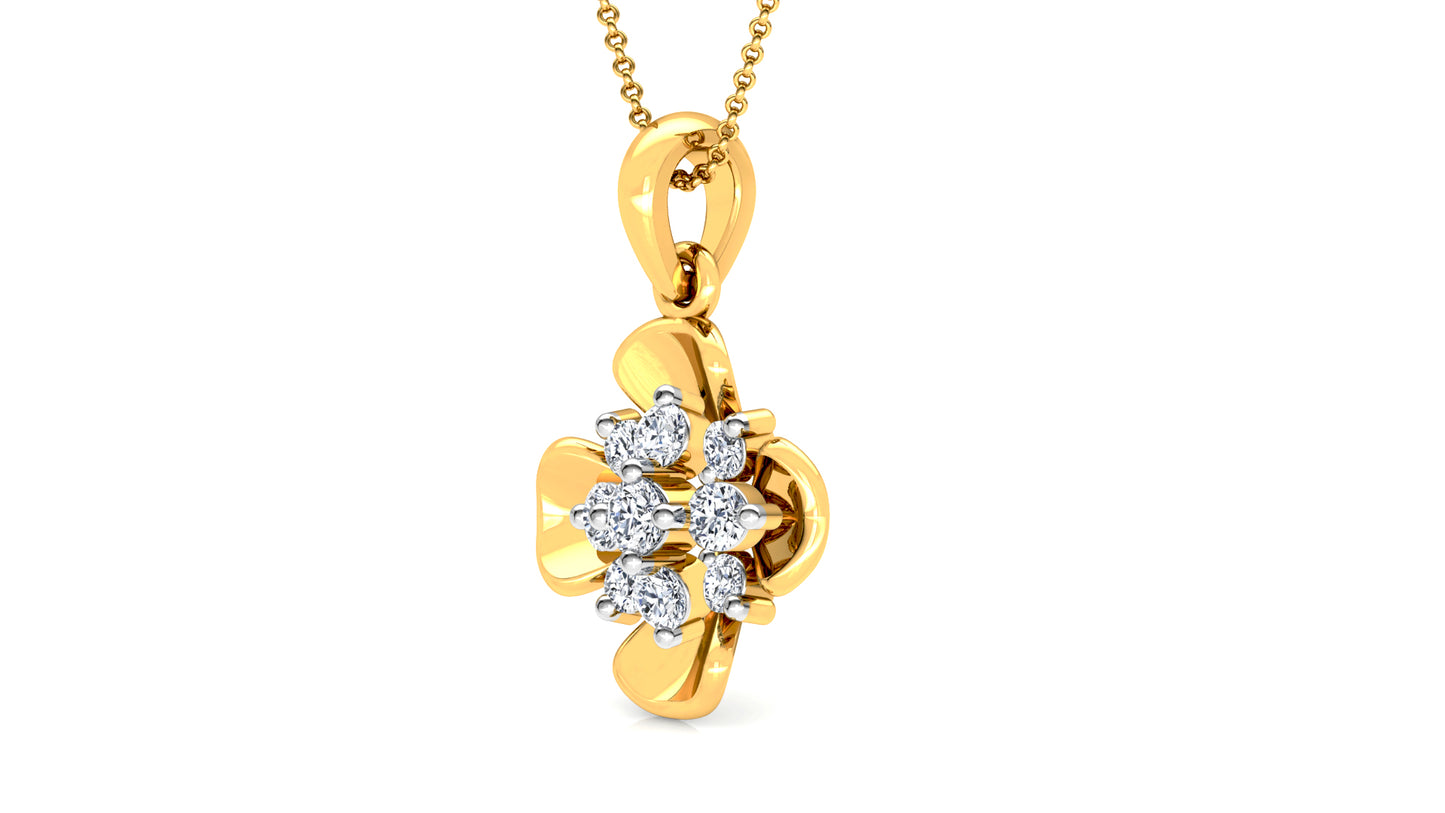 Floral Unison Diamond Earrings And Pendant Set