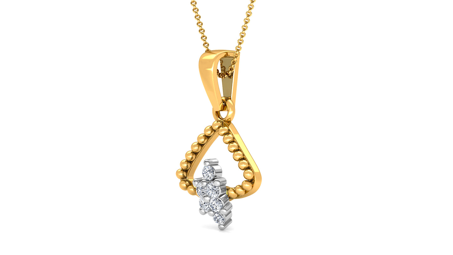 Gold Drops Diamond Earrings And Pendant Set