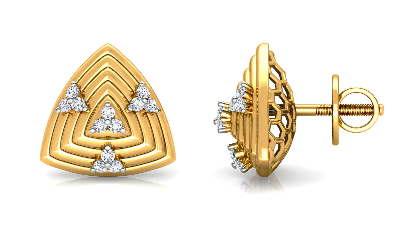 Concentric Triangles Diamond Earrings And Pendant Set