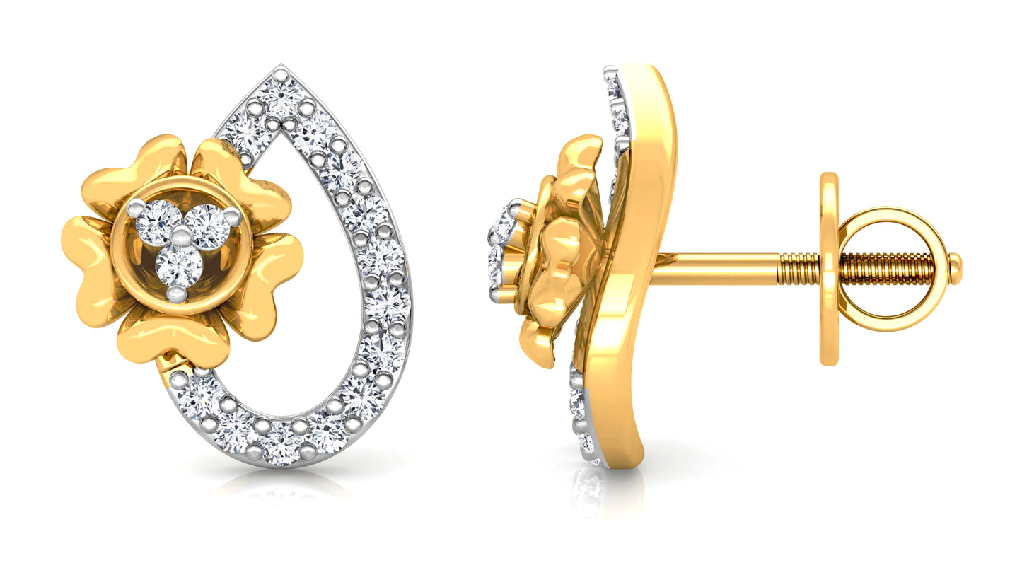 Flower Drop Diamond Earrings And Pendant Set