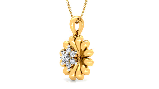 Flower Platter Diamond Earrings And Pendant Set