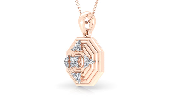 Concentric Octagons Diamond Earrings And Pendant Set