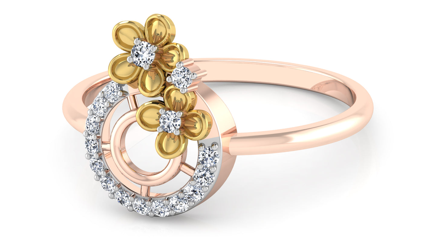 Flowery Wheel Diamond Ring