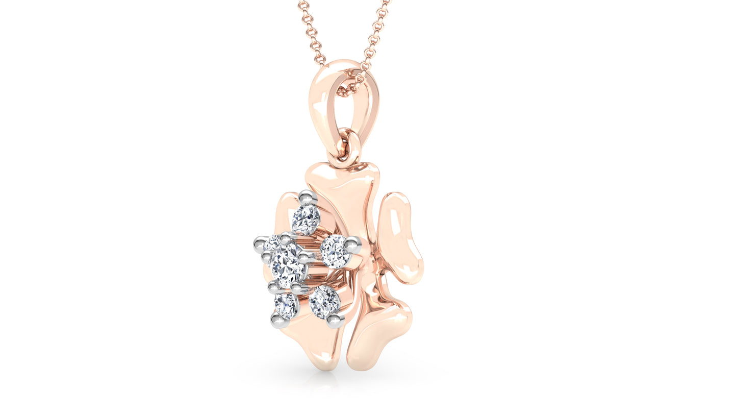 Penta Petals  Diamond Earrings And Pendant Set