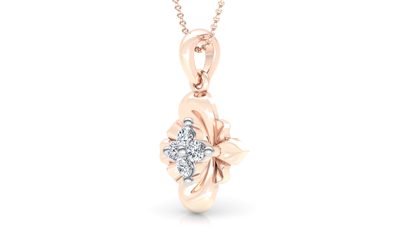 Floral Woos Diamond Earrings And Pendant Set