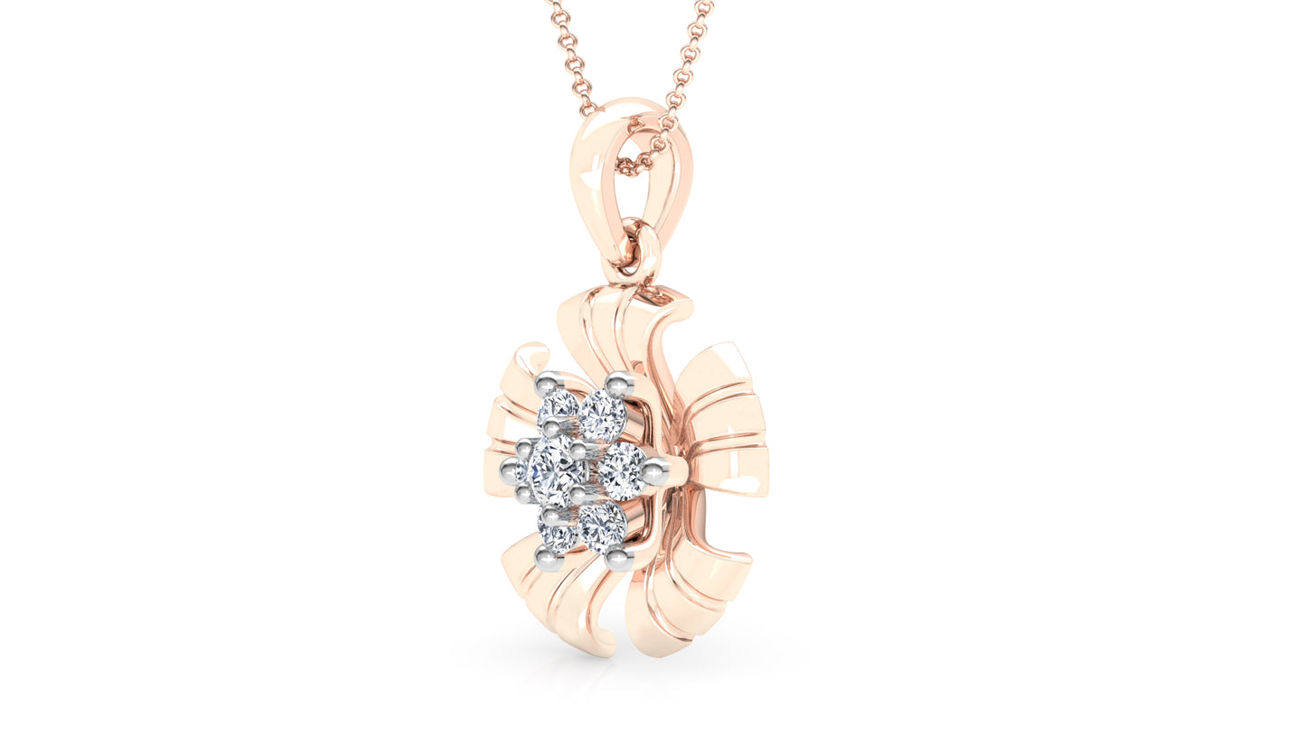 Quint Petals Diamond Earrings And Pendant Set