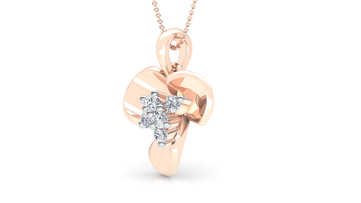 Treble Petals Diamond Earrings And Pendant Set