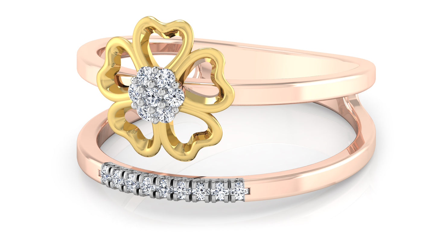 Lone Flower Dual Band Diamond Ring