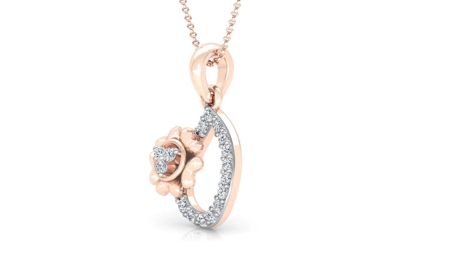 Flower Drop Diamond Earrings And Pendant Set