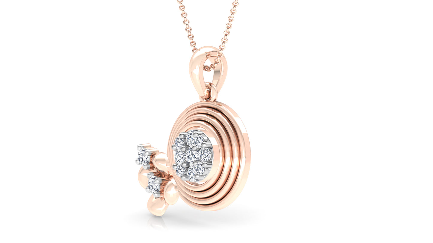 Golden Coils Diamond Earrings And Pendant Set