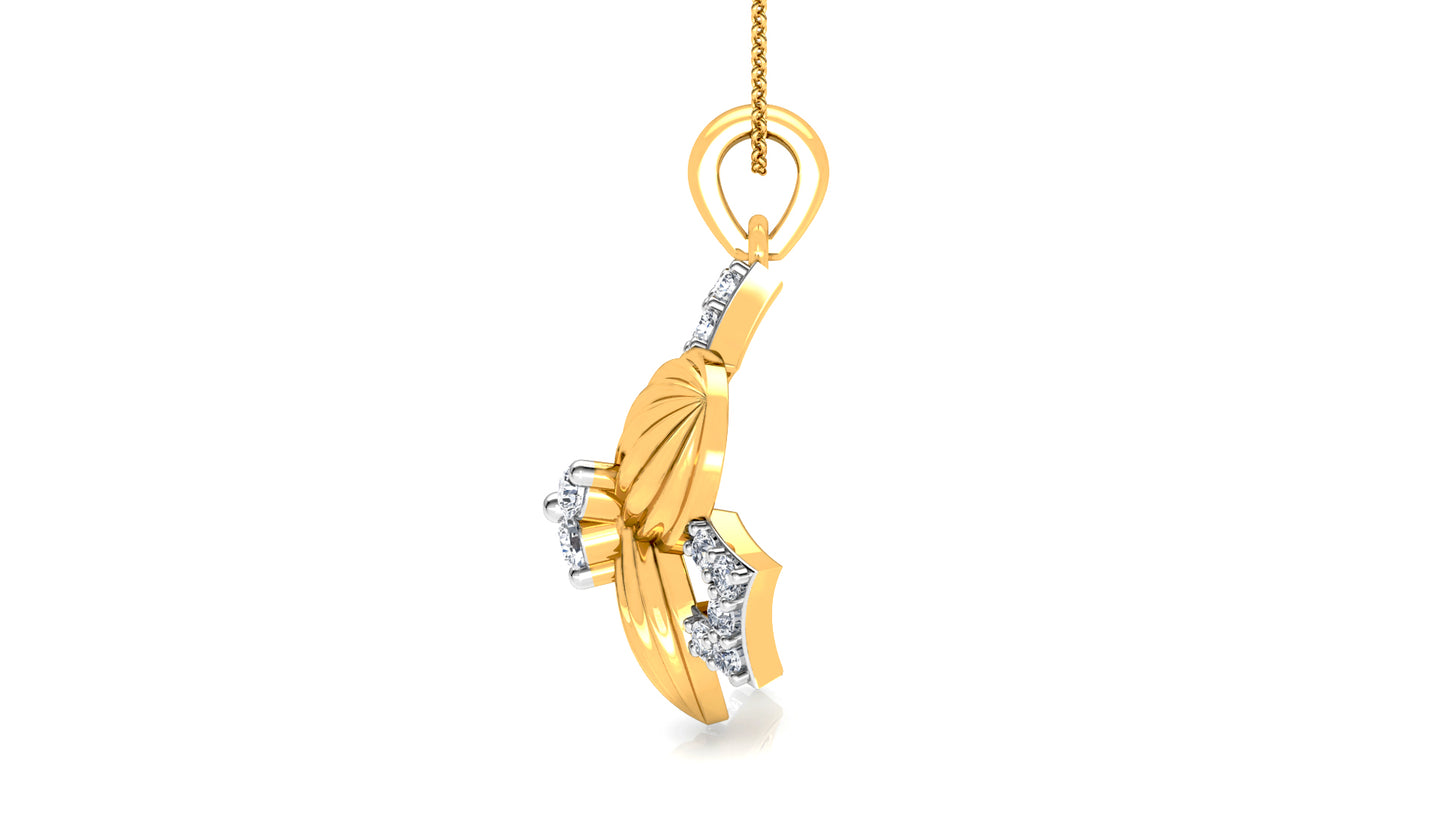 Bold Gold Diamond Earrings And Pendant Set