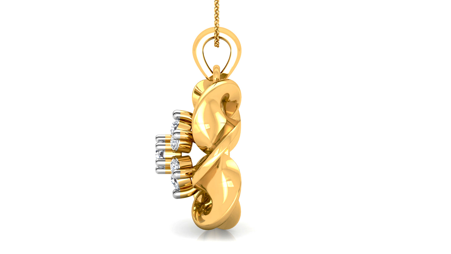 Golden Twist Diamond Earrings And Pendant Set