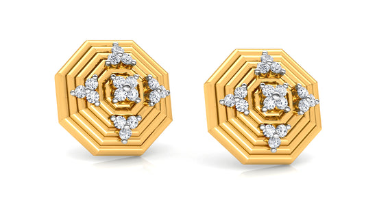 Concentric Octagons Diamond Earrings And Pendant Set