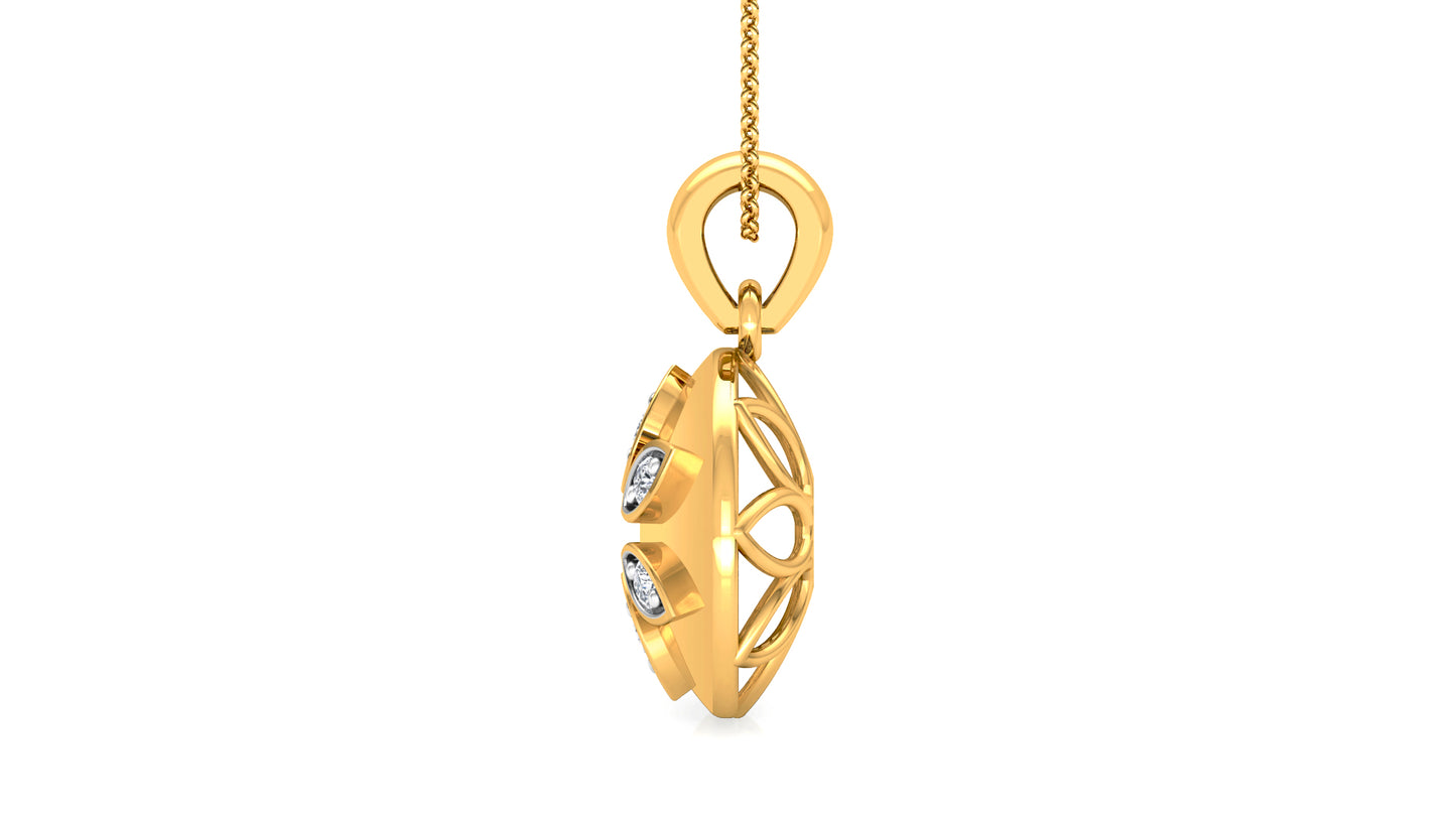 Golden Cascade Diamond Earrings And Pendant Set