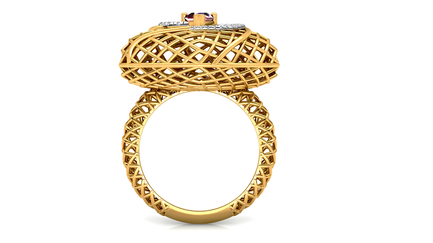 Bamboo Basket Diamond Ring