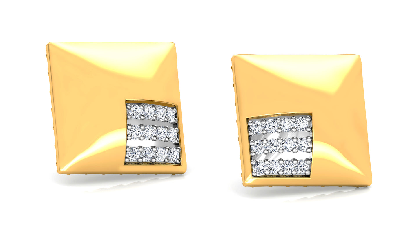 Golden Box Diamond Earrings And Pendant Set