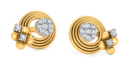 Golden Coils Diamond Earrings And Pendant Set