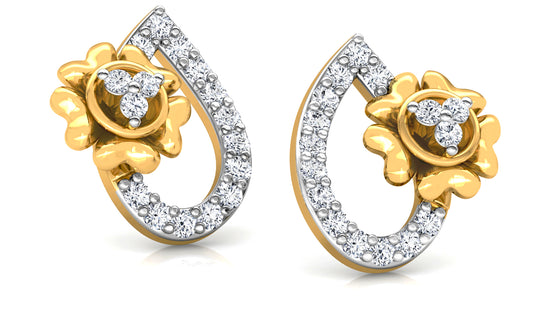 Flower Drop Diamond Earrings And Pendant Set