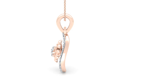 Flower Drop Diamond Earrings And Pendant Set