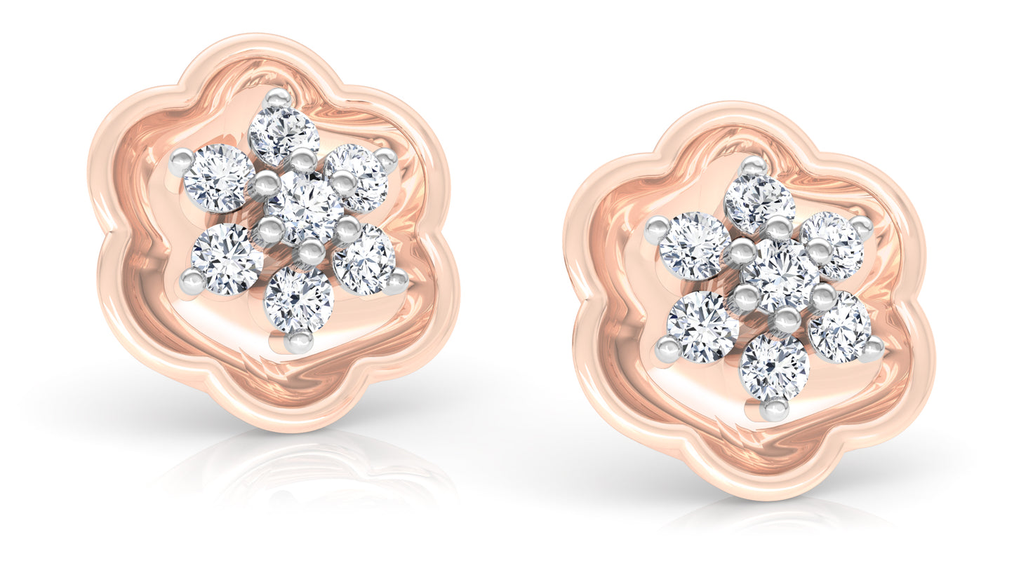 Flower Craving Diamond Earrings And Pendant Set