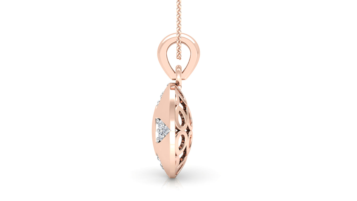 Elliptic Sheen Diamond Earrings And Pendant Set