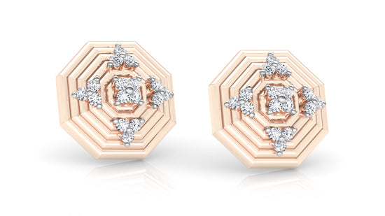 Concentric Octagons Diamond Earrings And Pendant Set