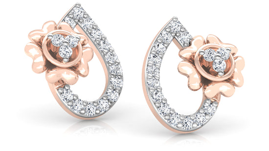 Flower Drop Diamond Earrings And Pendant Set