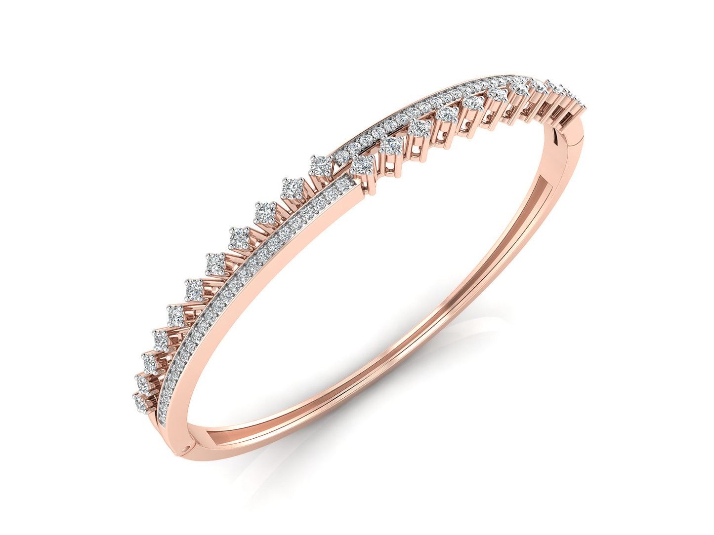 Twin Line Synthetic Diamond Rose  Gold Bracelet Top view Best Lab Grown Diamond Jewelry in Chennai