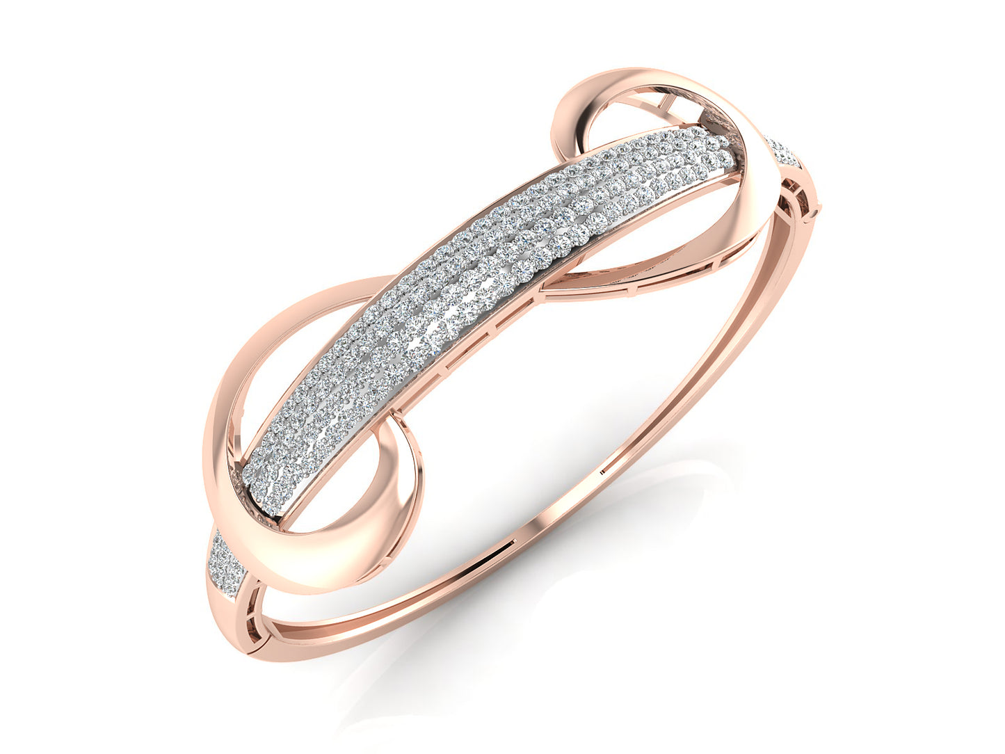 Infinity Lab Grown Diamond Rose Gold Bracelet Top View.Best Lab Grown Diamond Jewelry in Chennai