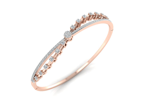  Sine Wave Artificial Diamond Rose Gold Bracelet Top View.Best Synthetic Diamond Jewelry in Chennai