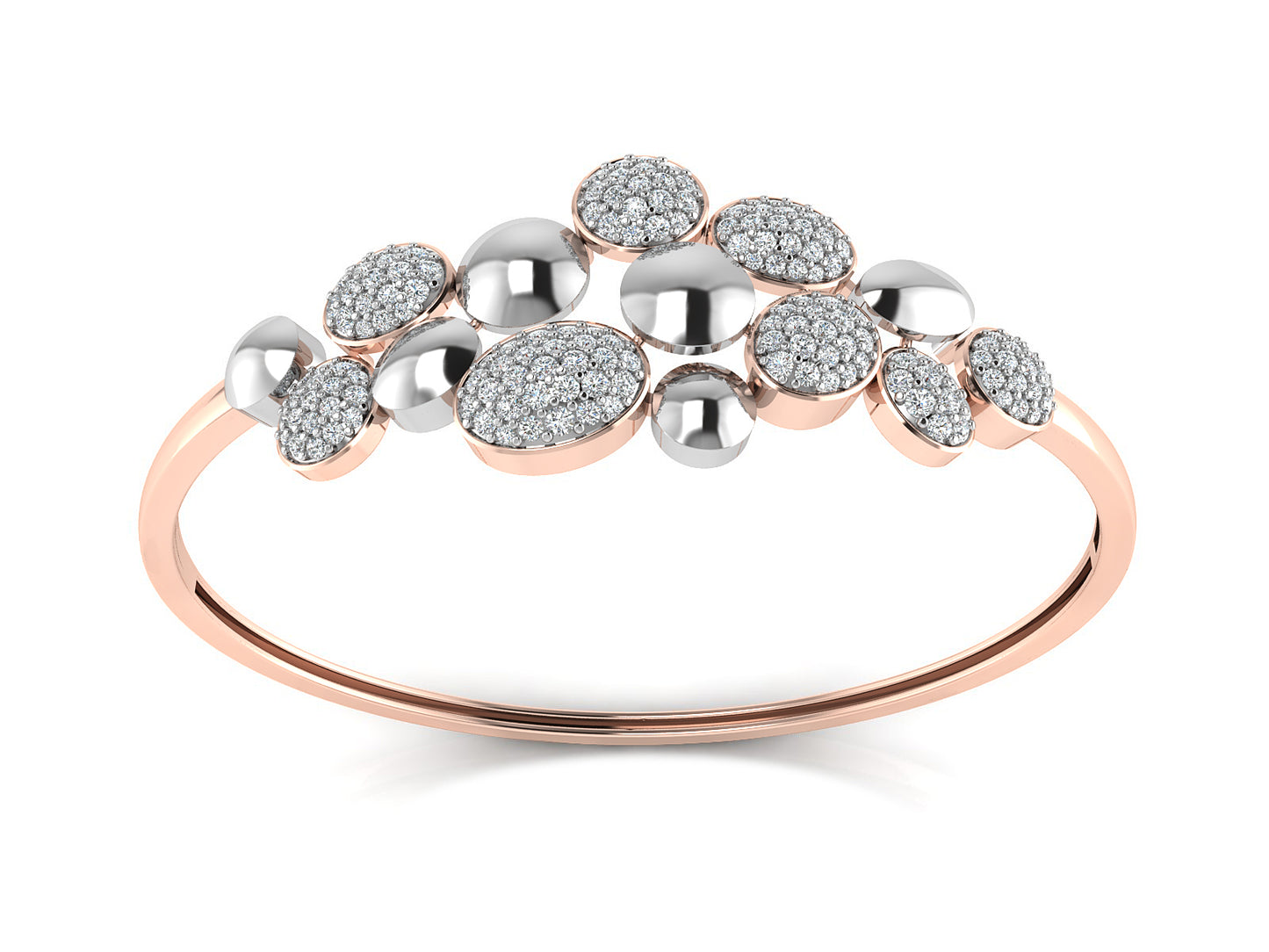 Cluster Synthetic Diamond Rose Gold Bracelet Top View. Best Artificial Diamond Jewelry in chennai