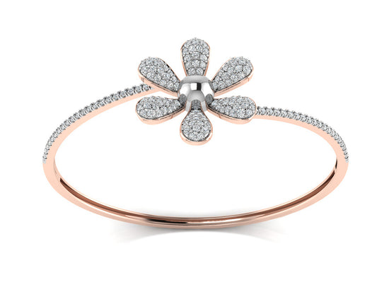 Simple Flower Synthetic Diamond Rose Gold Bracelet Top View.Best Artificial Diamond Jewelry in chennai