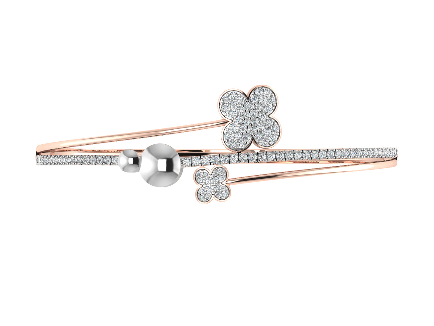 Baby Flower Lab Grown Diamond Rose Gold Bracelet Top View.Best Lab Grown Diamond Jewelry in Chennai