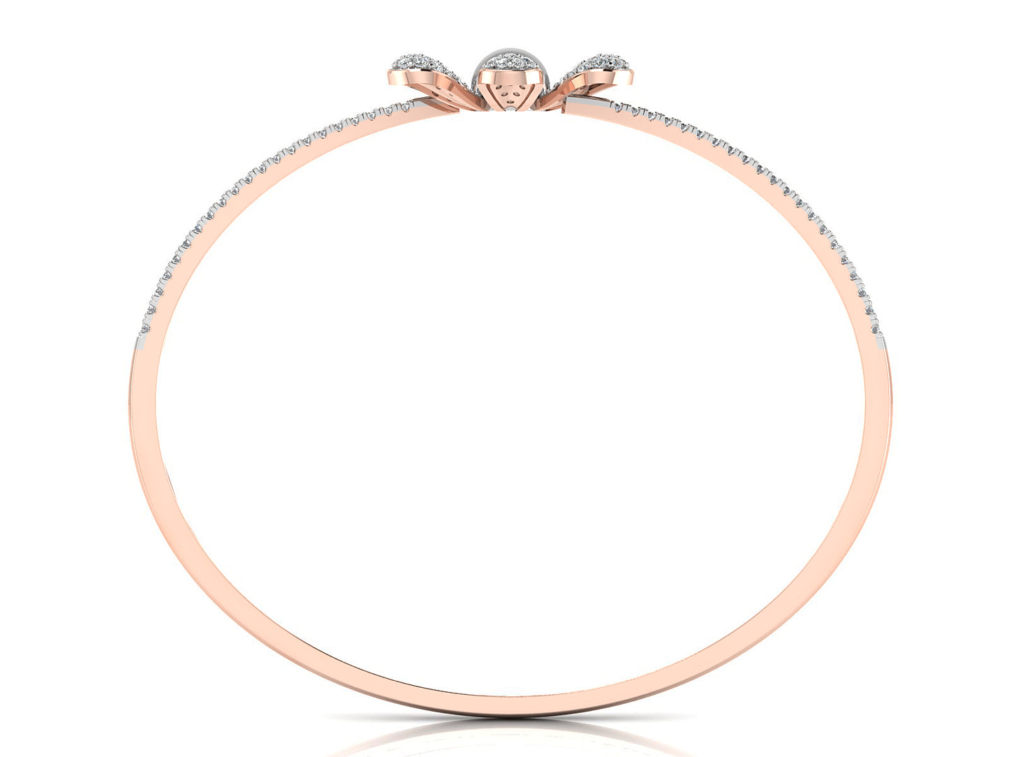 Simple Flower Synthetic Diamond Rose Gold Bracelet Front View.Best Artificial Diamond Jewelry in chennai