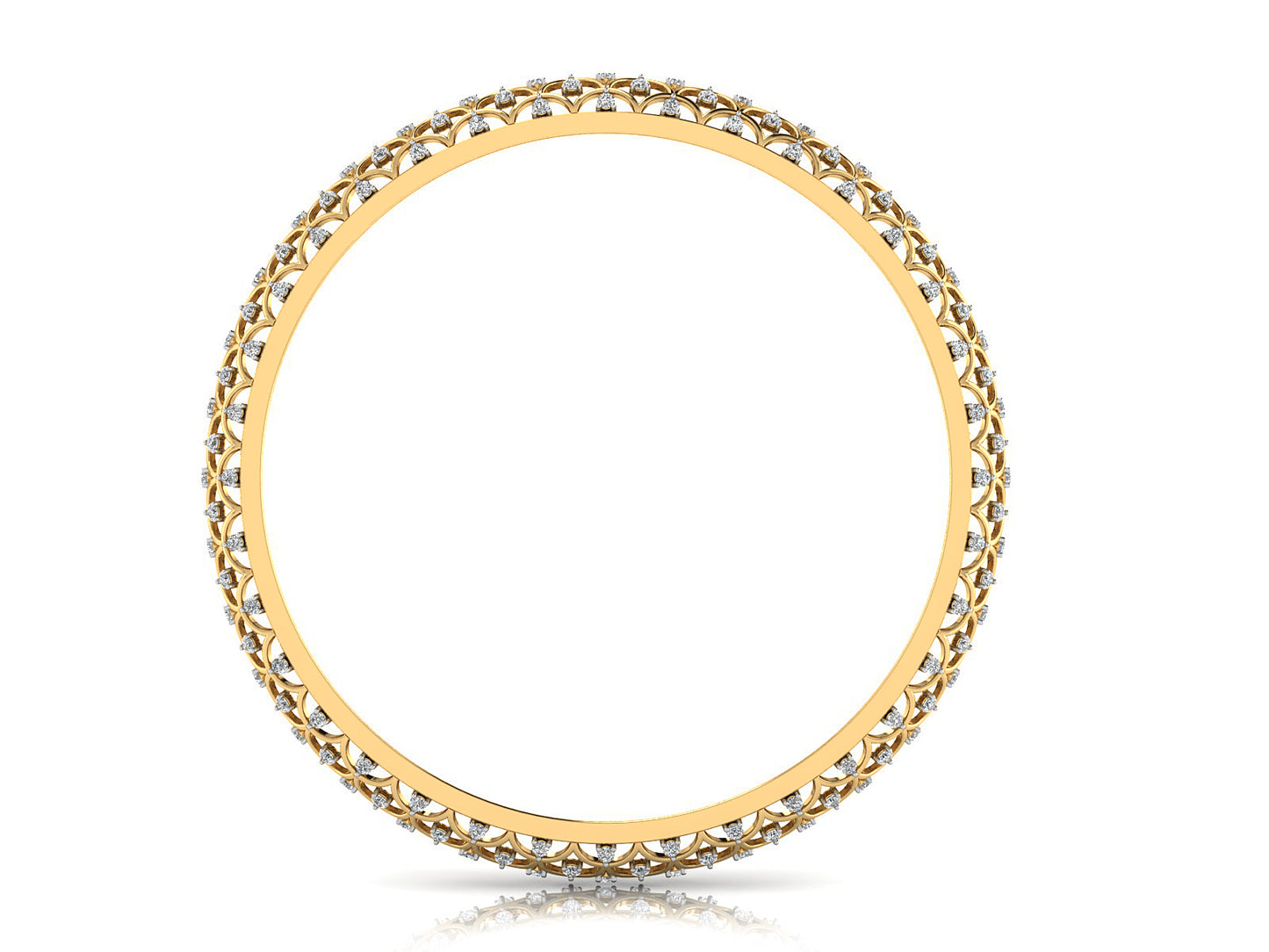 Lab Grown Diamond Falls Gold Bangles Front View .Best Lab Grown Diamond Jewelry in Chennai