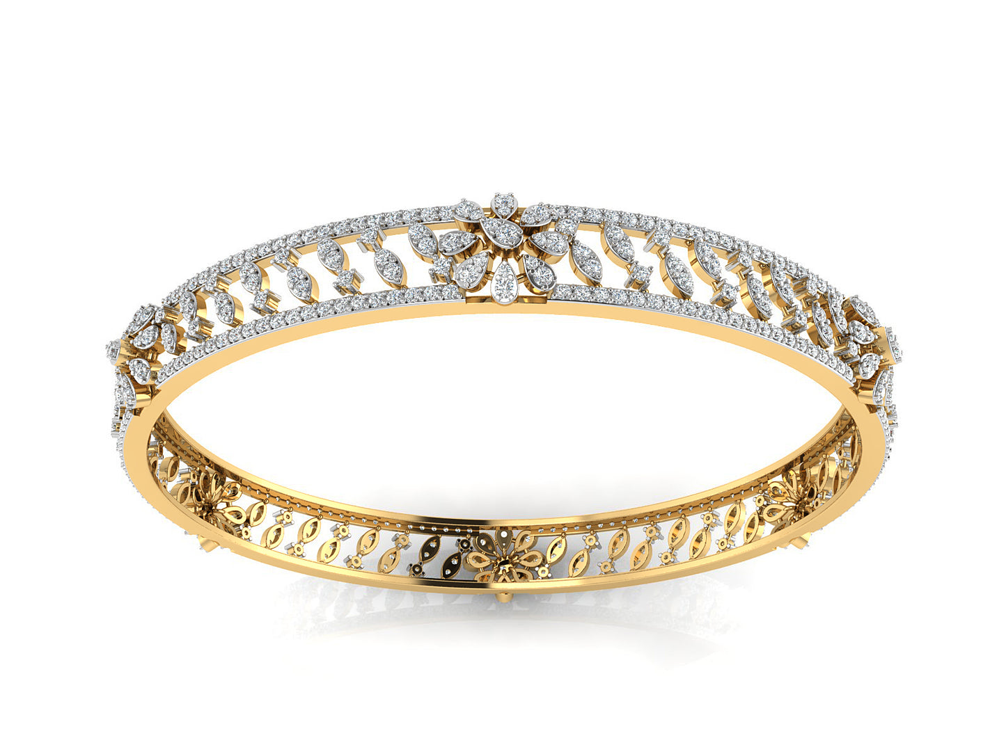 Aqua Flowers Synthetic Diamond Gold Bangles Jewelry Order Online and Shop at Diahart.