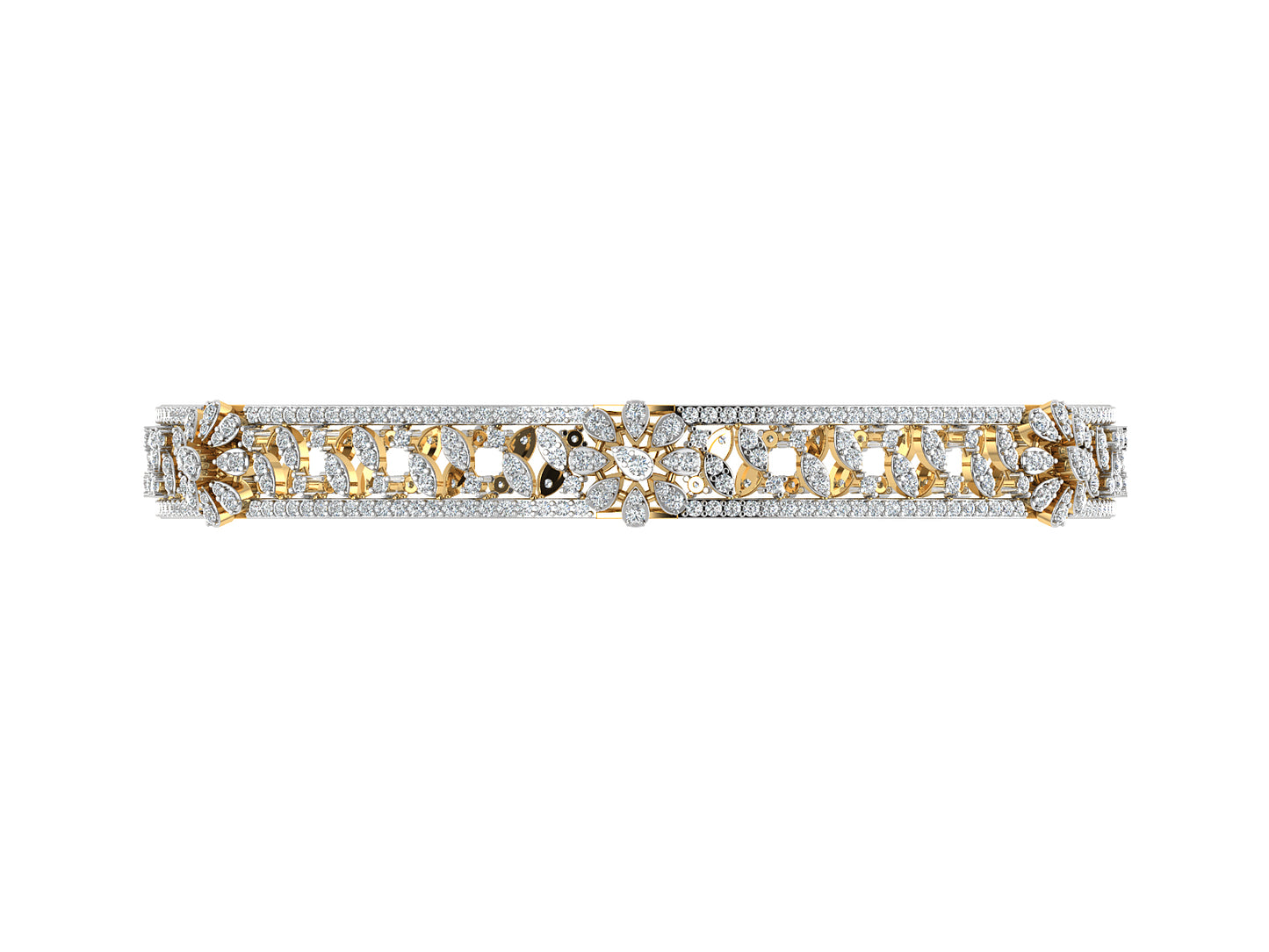 Aqua Flowers Synthetic Diamond Gold Bangles Top View .Best Synthetic Diamond Jewelry in Chennai