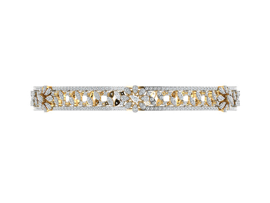 Aqua Flowers Synthetic Diamond Gold Bangles Top View .Best Synthetic Diamond Jewelry in Chennai