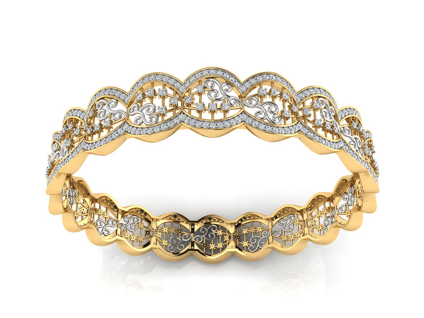 Artificial Diamond Pods Gold Bangles Jewelry Order Online and Shop at Diahart.