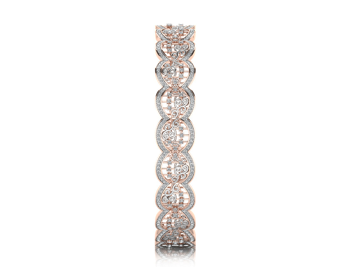 Artificial Diamond Pods Rose Gold Bangles Front View Best Artificial Diamond Jewelry in Chennai