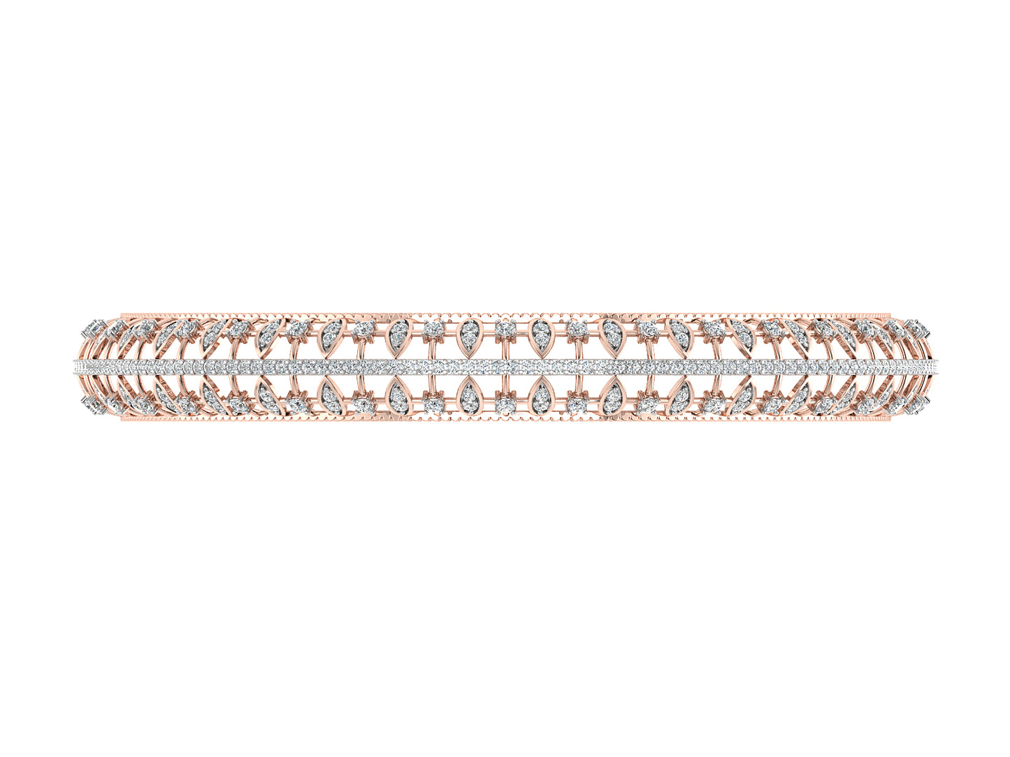 Classical Lab Grown Diamond Rose Gold Bangles Top view Best Synthetic Diamond Jewelry in Chennai