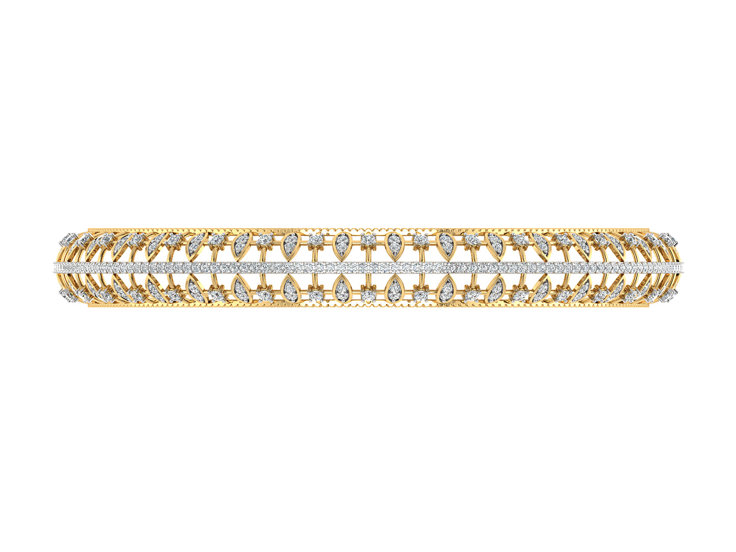 Classical Lab Grown Diamond Gold Bangles Front View Best Synthetic Diamond Jewelry in Chennai