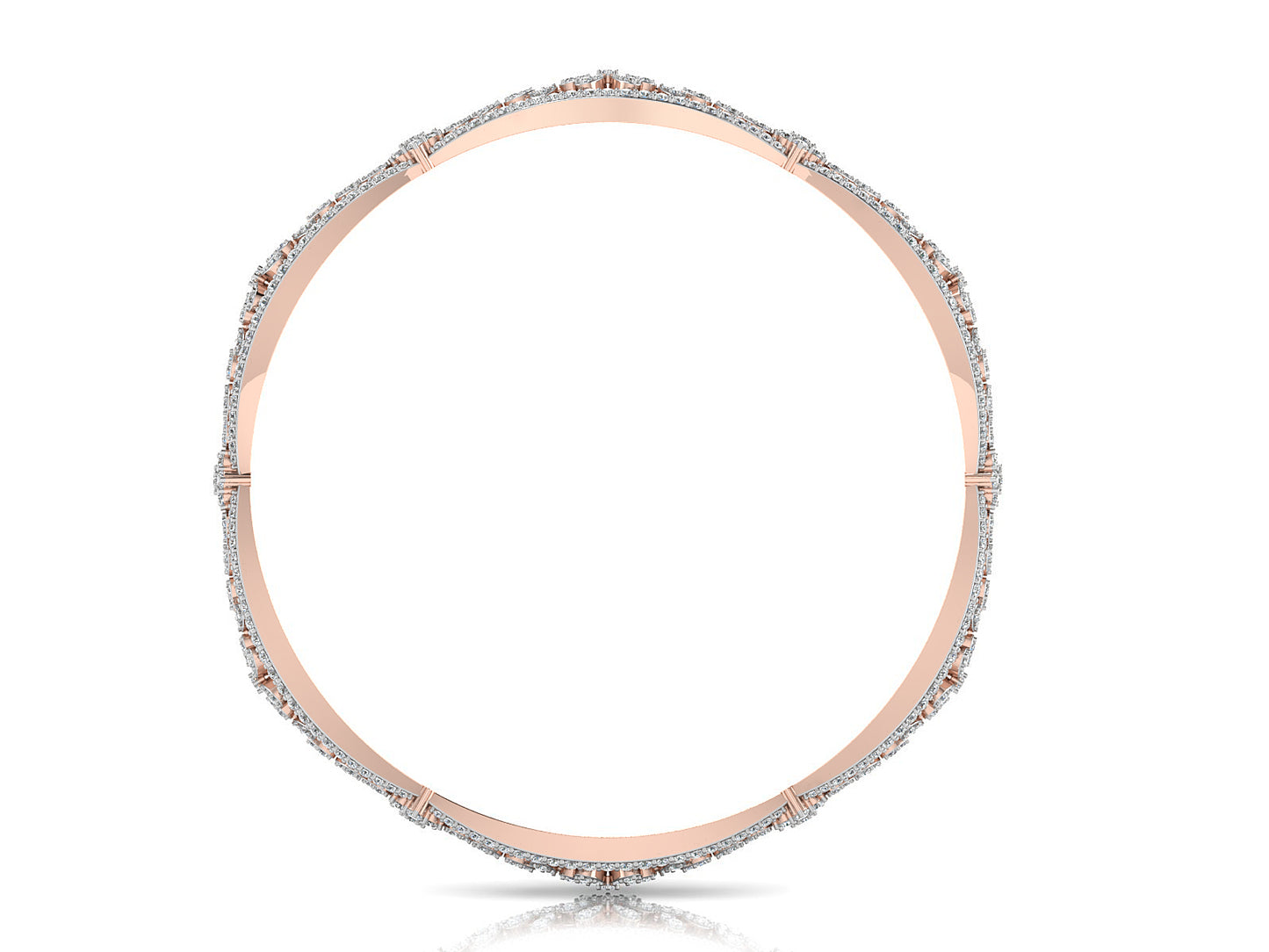 Oceanic Depth Lab Grown Diamond Rose Gold Bangles Right Side View. Best Lab Grown Diamond Jewelry in Chennai