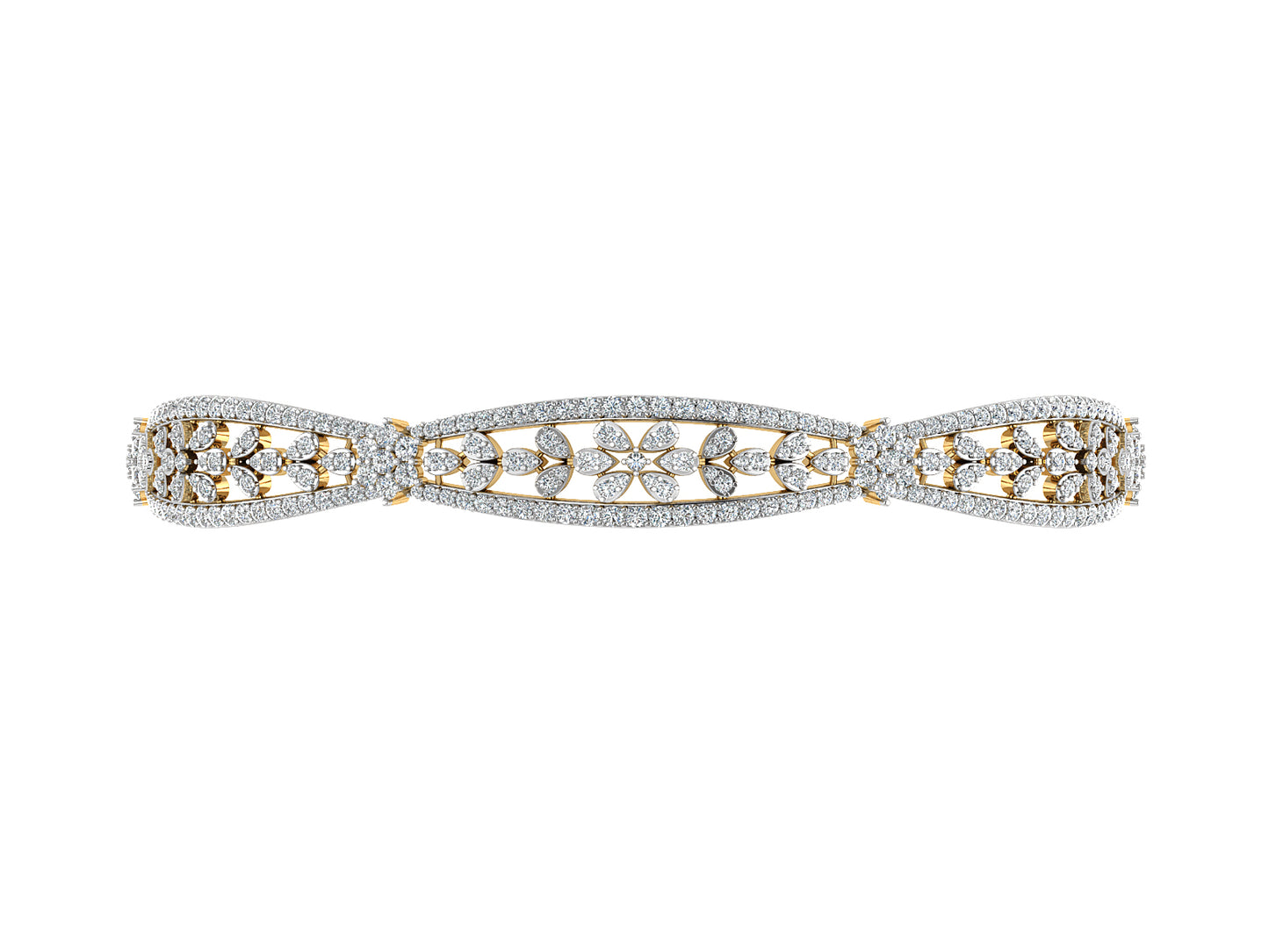 Oceanic Depth Lab Grown Diamond Gold Bangles Full View. Best Lab Grown Diamond Jewelry in Chennai