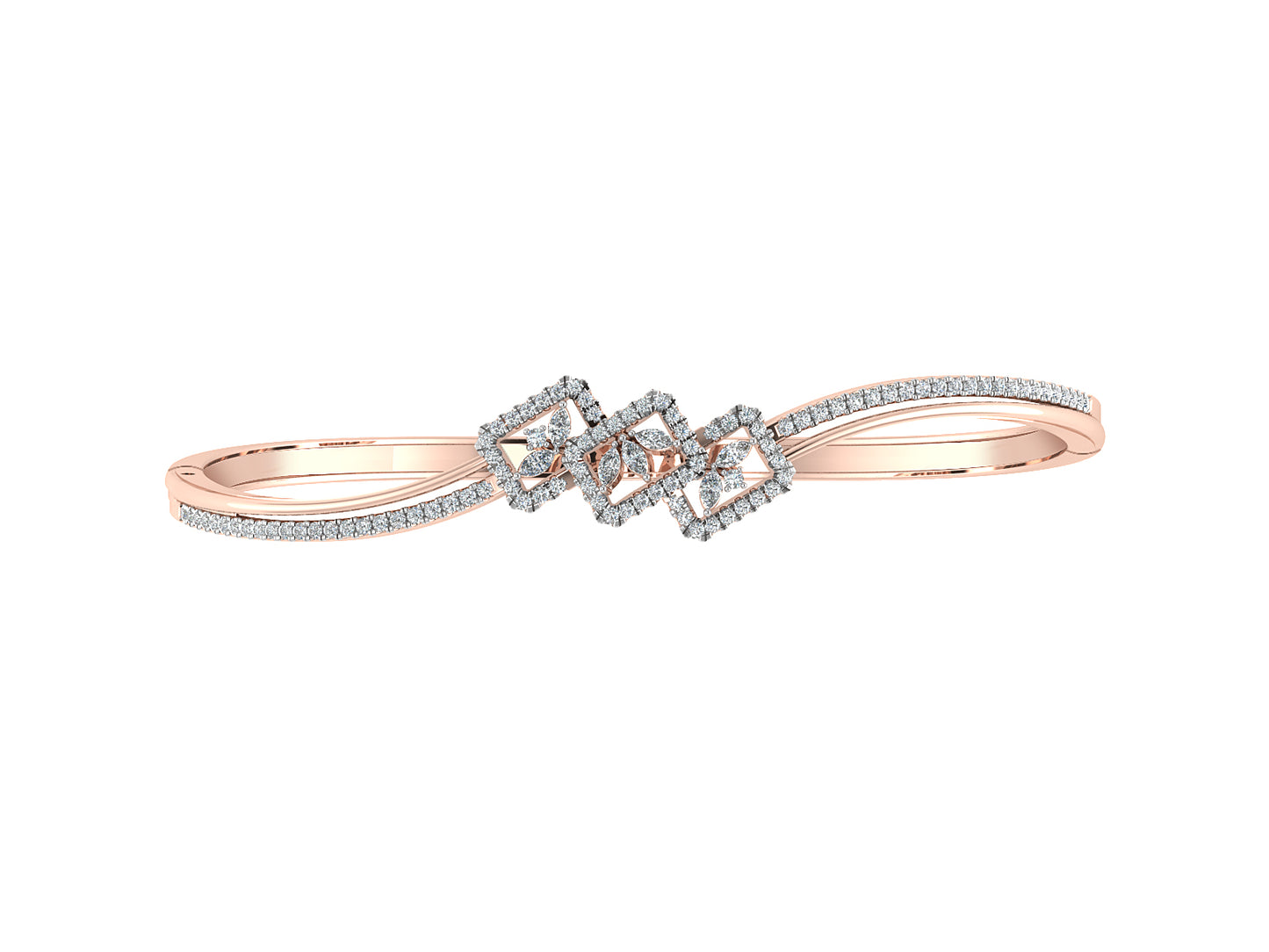 Triple Joy Artificial Diamond Rose Gold Bracelet Top View Best Artificial Diamond Jewelry in Chennai