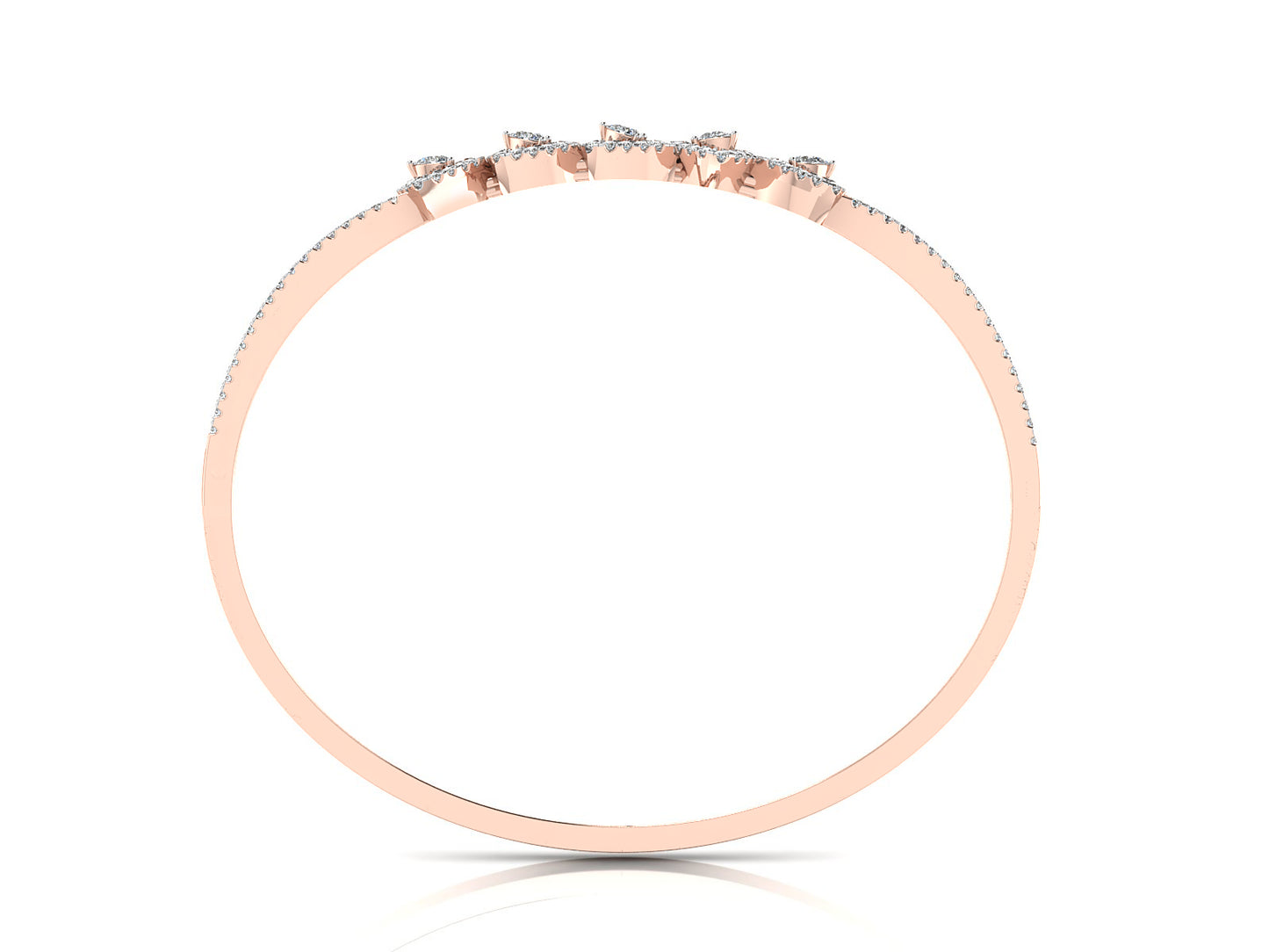 Five Leaves Artificial Diamond Rose Gold Bracelet Front View Best Artificial Diamond Jewelry in Chennai