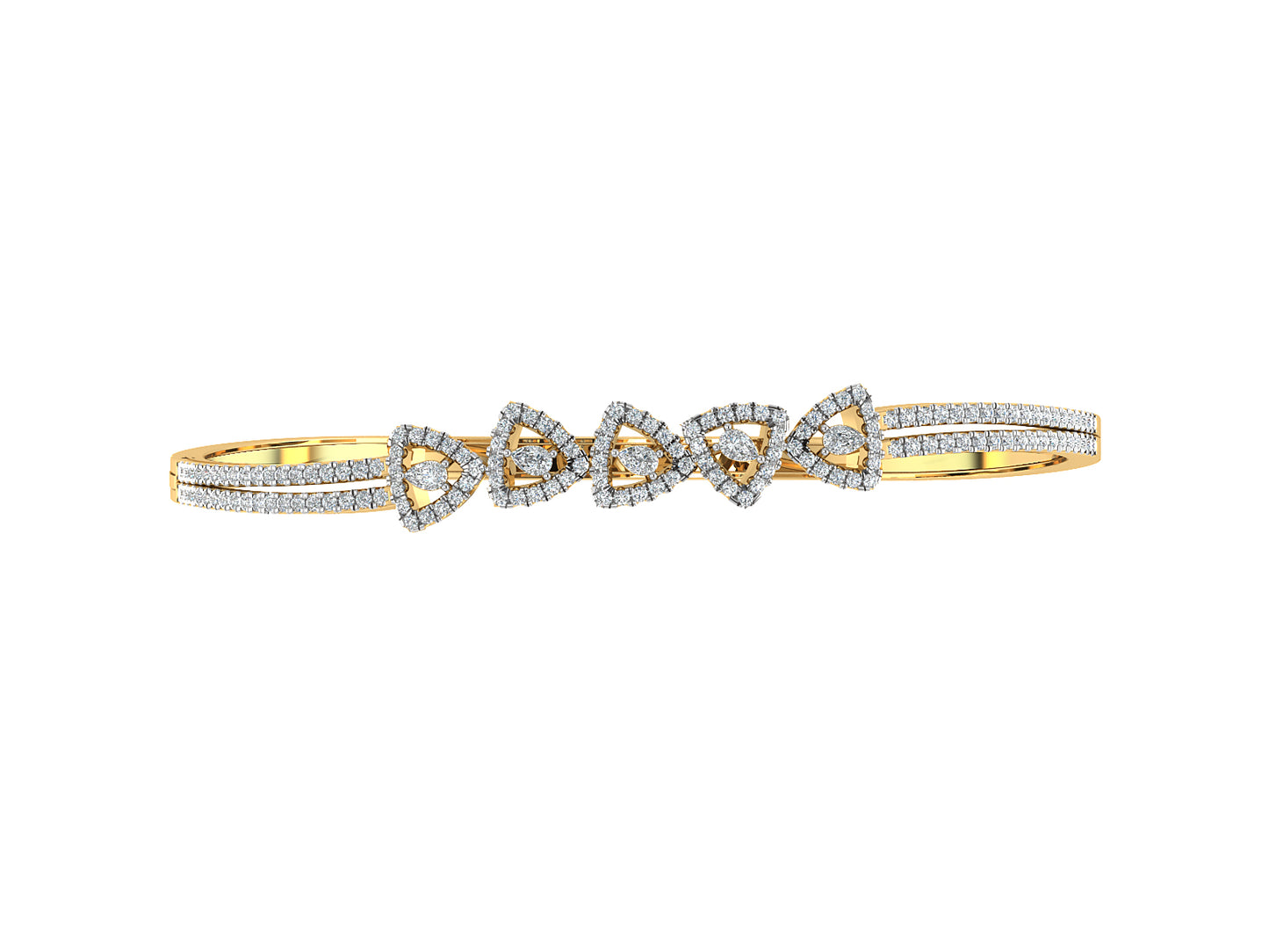 Five Leaves Artificial Diamond Gold Bracelet Top View Best Artificial Diamond Jewelry in Chennai